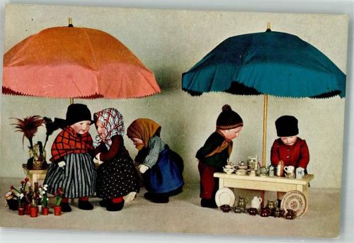 1929 Marktszene mit Puppen