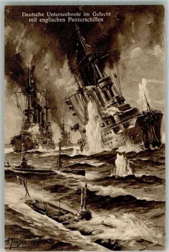 sign. Jensen A. WK I Marine Deutsche U-Boote im Gefecht m. engl. Panzerschiffen
