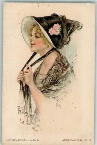 Serie Nr. 5 Hutmode Tracht American Girl Nr. 19 Fidler, P. Le M. 1915 Künstlerkarte