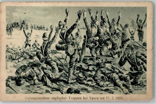 1915 Verlag K. Voegels Nr. 112 WK I sign. Schaller Gefangennahme engl. Truppen bei Ypern