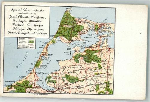 Ostseebad Wustrow 1938 Wanderkarte Darß Ort lt. Stempel