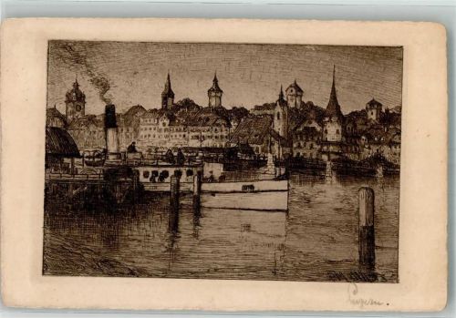 Luzern 1913 Blick auf Museggtürme sign. P. Matthes + Verlag