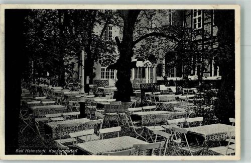 Helmstedt 1934 Konzertgarten vom Kurhaus Gesundbrunnen Fotograf Simon Bahnpost Berlin-Hannover Zug 10