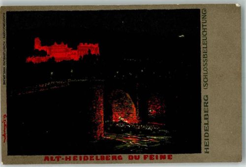 Heidelberg 1912 Schloßbeleuchtung sign. Kallmorgen Impressionismus