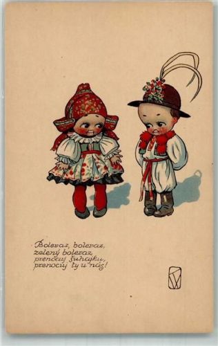 Zwei verliebte Kinder in farbenfroher Tracht