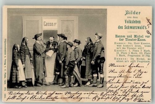 1903 Hannes und Michel an der Theater-Kasse Trachten Verlag Fuchs Nr. 272