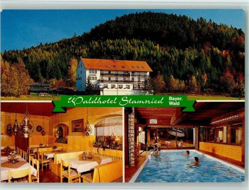 Stamsried Waldhotel Stamsried Innenaufnahmen Gastraum Hallenbad 3-Bildaufnahme