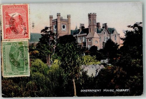 Hobart 1923 Gouvernment House Briefmarke Bildseite Australien