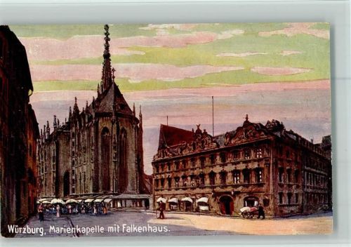 Würzburg Künstlerkarte 1714 - Marienkapelle mit Falkenhaus AK Gute Erhaltung