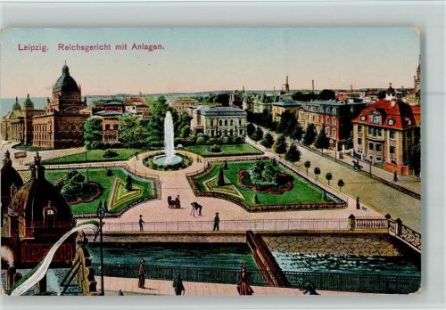 Leipzig Reichsgericht mit Anlagen Springbrunnen