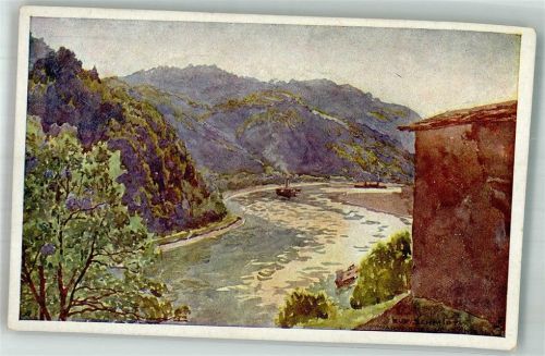1921 Donauschiffe Donauwinkel von St. Nikola sign. Schmidt Donau-Dampfschifffahrt Wien