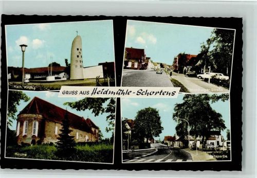 Schortens Kath. Kirche Oldenburger Straße Kirche Ortsansicht 4-Bildaufnahme