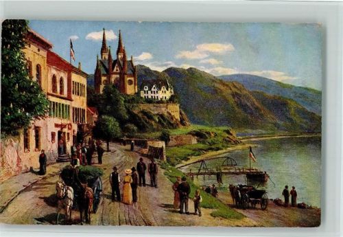 Remagen Ortsansicht Pferdekutschen Ort durch handschriftl.