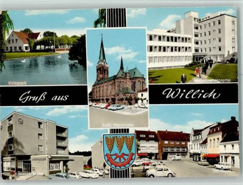 47877 W4156 Willich - Volkspark Katharinen-Hospital Kreissparkasse Am Markt Kath. Pfarrkirche Mehrfachaufnahme