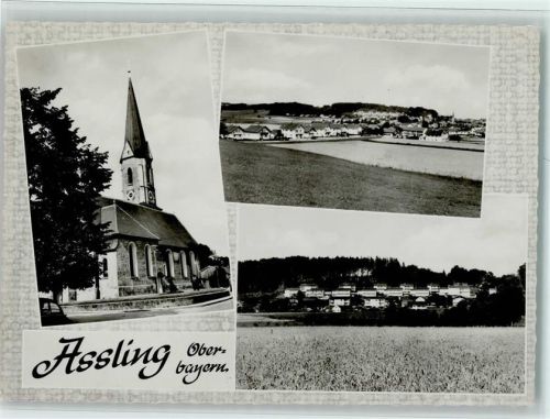 Aßling Kirche Gesamtansicht 3-Bildaufnahme