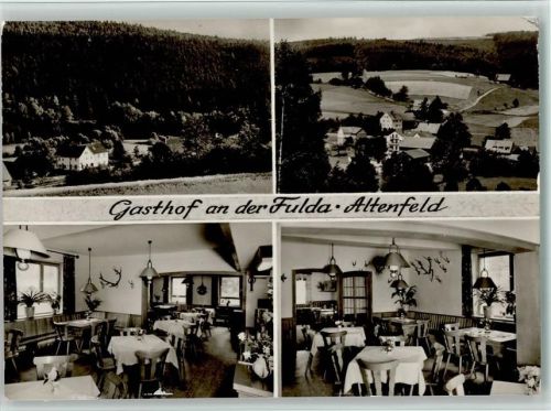 Altenfeld Gasthof an der Fulda Innenaufnahmen Gastraum Ortsansichten 4-Bildaufnahme
