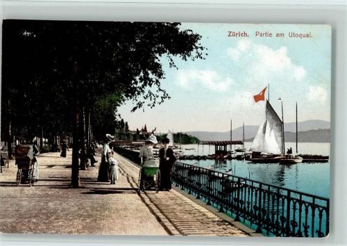 Zürich 1906 Partie am Utoquai Ruderboote