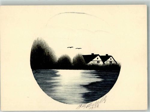 1928 Häuser am Weiher signiert