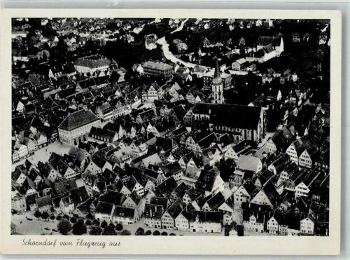 Schorndorf 1942 Fliegeraufnahme der Altstadt mit Ev. Stadtkirche