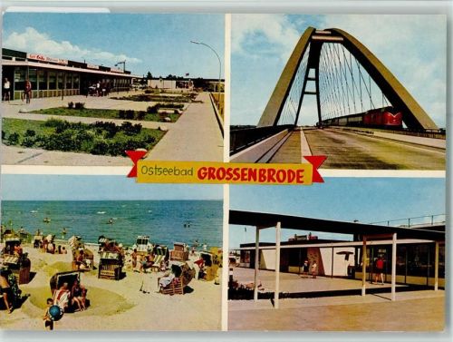 Großenbrode Ortsansichten Brücke Eisenbahn Strand Strandkörbe 4-Bildaufnahme