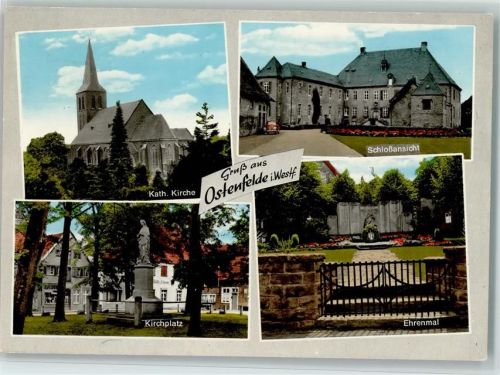 Ostenfelde Kath. Kirche Schloßansicht Kirchplatz Ehrenmal 4-Bildaufnahme