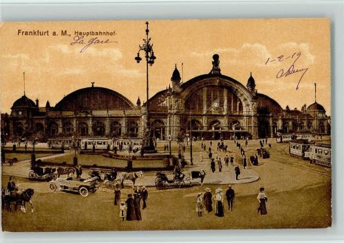 Frankfurt Hauptbahnhof , Straßenbahnen 1919 AK