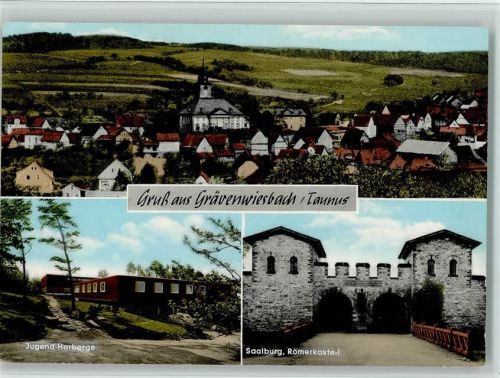 Grävenwiesbach Gesamtansicht Jugendherberge Saalburg Römerkastell 3-Bildaufnahme