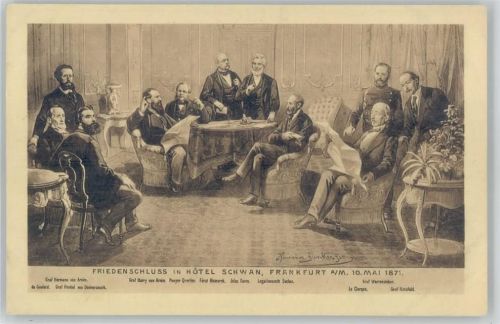 Friedenschluss in Hotel Schwan Frankfurt 1875 Politik
