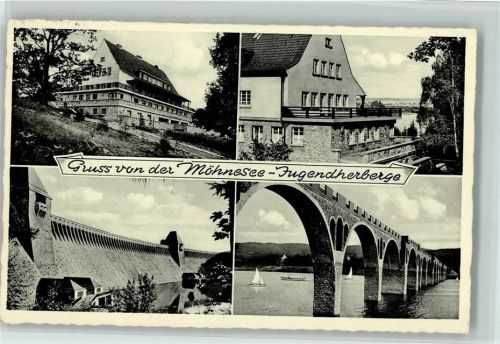 Möhnesee Möhnesee-Jugendherberge Talsperre Brücke 4-Bildaufnahme