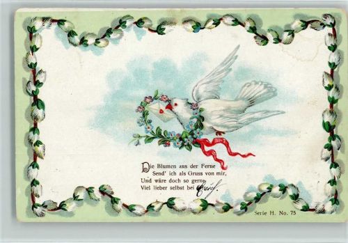 1907 Kätzchengirlande - Taube mit einem Brief - Serie H Nr. 75 AK