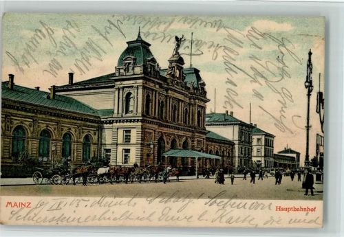 Mainz 1905 Hauptbahnhof Pferdekutschen