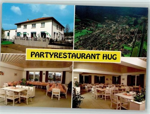 Steinen Partyrestaurant Hug Innenaufnahmen Luftaufnahme Gesamtansicht 4-Bildaufnahme