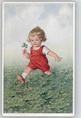 Kind im Glücksklee Feld 1924 AK