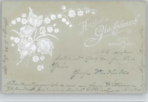 1901 Neujahr - weißer Prägedruck