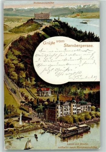 Leoni 1905 Starnbergersee Rottamnnshöhe Leoni mit Drahtseilbahn