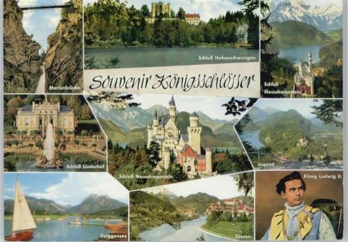 1968 Souvenir Königsschlösser, Mareinbrücke, Forggensee u.a.