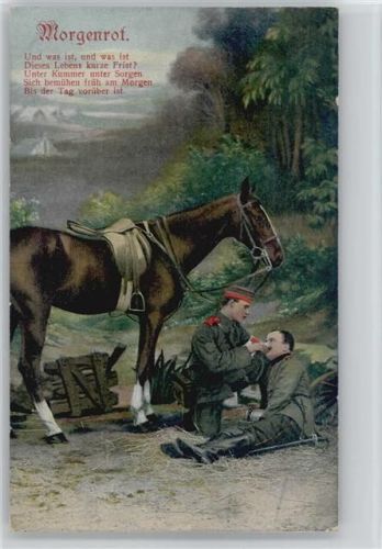 WK I - Serie Morgenrot 2917-4 - Soldaten mit Pferd - Verwundeter -