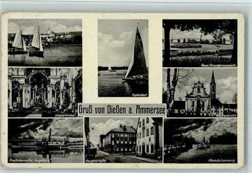 Dießen Segelboote Klosterkirche Innenaufnahme Prachtdampfer Augsburg hauptstraße Neue Strandpromenade Abendstimmung Mehrfachaufnahme