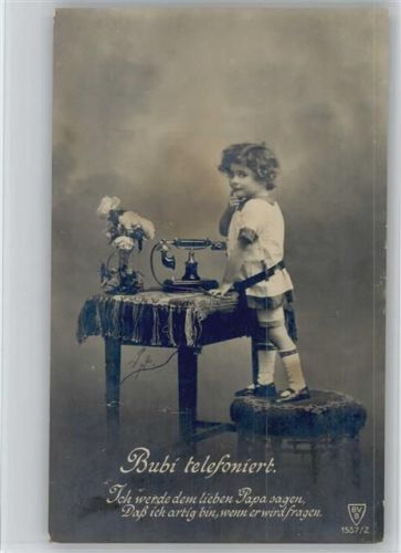 Kind - Bubi telefoniert - Foto AK - Verlag BVB Serie 1557-2 -