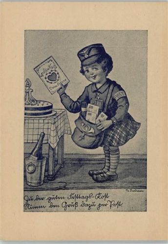 Künstler sign Bertram ca 1941 Briefträgerin