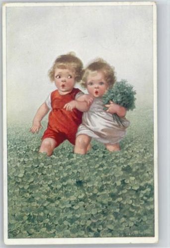 Kinder im Glücksklee-Feld 1924 AK