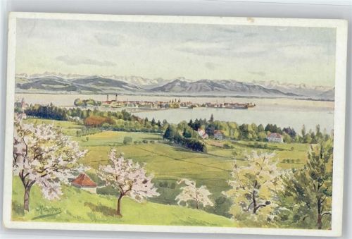 Lindau Teilansicht - Aquarell Bodenseeverlag Nr. 586 AK