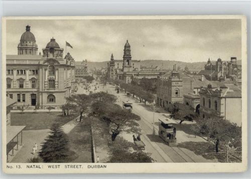 Natal West Street , Durban Straßenbahn 1923 AK