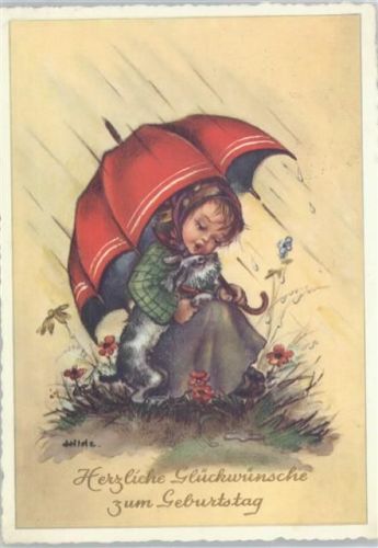 1953 Geburtstag - Kind mit einem Regenschirm