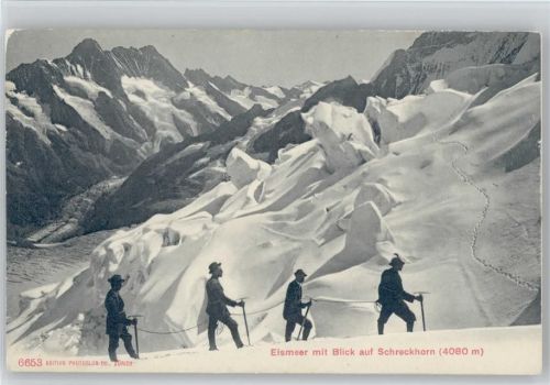 1910 Eismeer mit Blick auf Schreckhorn Photoglob Nr. 6653 AK