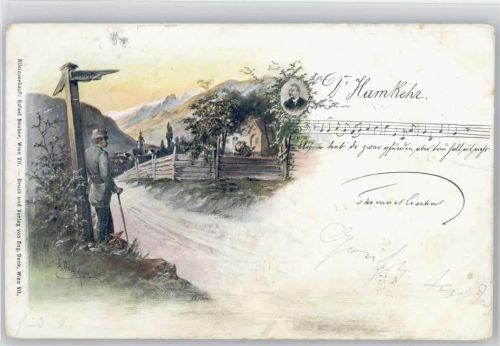 Wanderbursche - Liederkarte - Rosegger 1901 AK