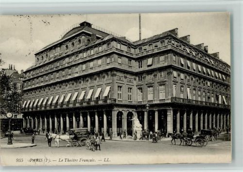 Paris 1909 Theater Francais, Kutschen AK kleine Stempelspuren