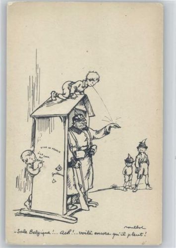 WK I sign Poulbot Karte Nr. 1 - Anti Deutsch - Wachposten - Kinder spucken dem Soldaten auf die Hand