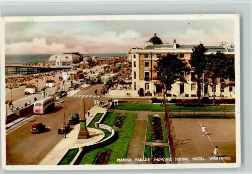 Worthing, Tennisplatz, Omnibus, 1956 AK England