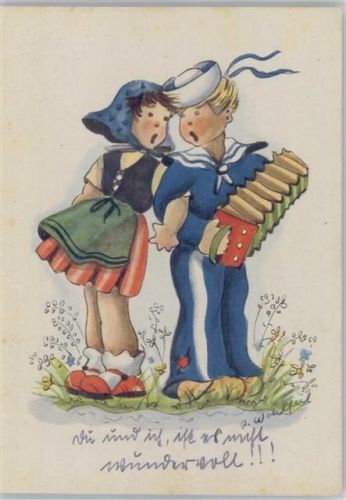 1944 Mädchen und Matrose singen - sign Wohlful